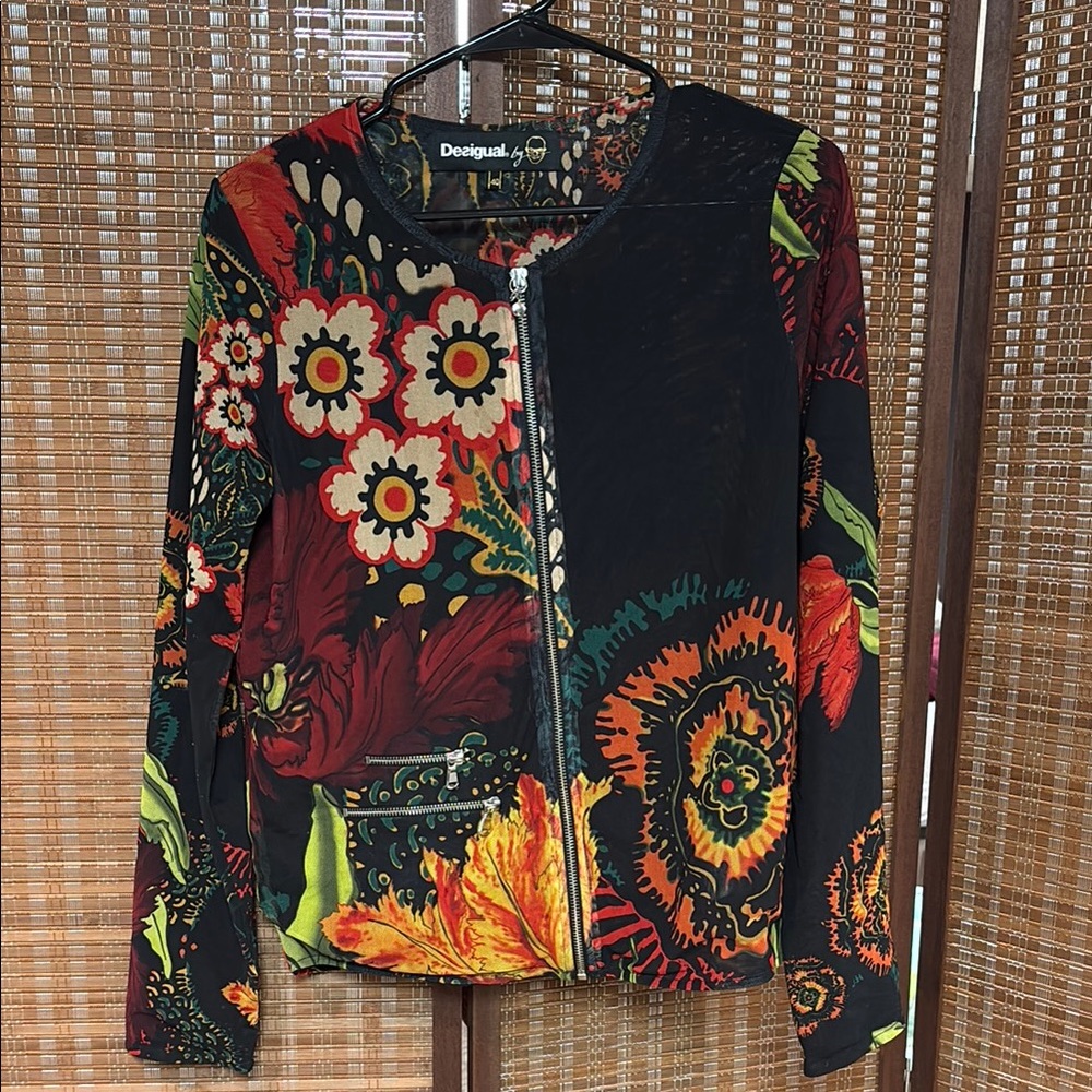 Desigual Red and Black Graphic Fitted Blouse